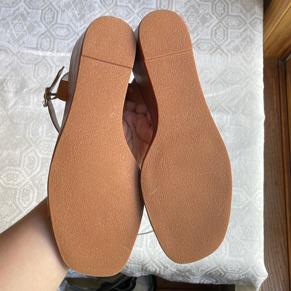 STEVE MADDEN NWOT Size 11 Brown Wedge Sandals Buckle Stud Cognac Ares Harlequin - Picture 10 of 15